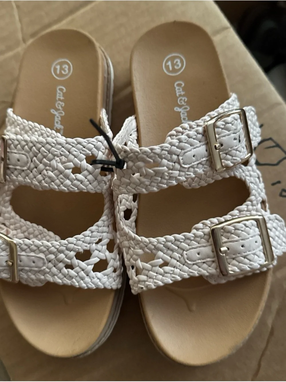 Cat & Jack Braided Double-Strap Slide Sandals — Ivory‎
